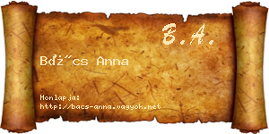 Bács Anna névjegykártya