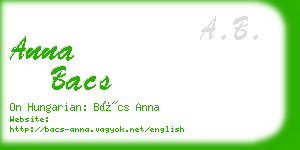 anna bacs business card